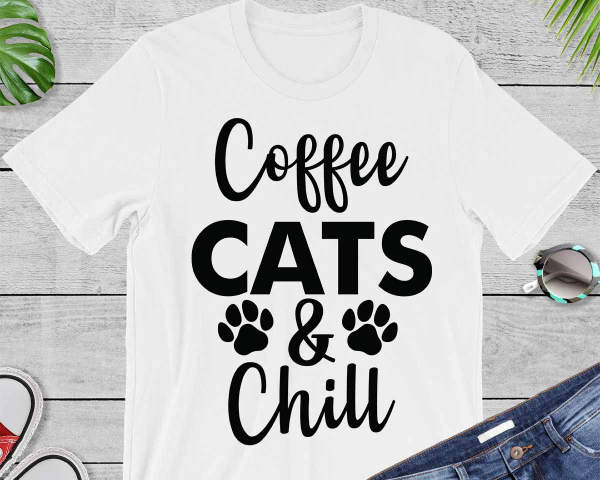 Coffee Cats And Chill SVG, Cat SVG, Pet SVG, Coffee SVG, Tshirt Design ...