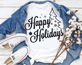 Happy Holidays SVG, Merry Christmas SVG, Christmas Tree SVG, Winter SVG, Modern Holiday, Cricut Files, Digital Download