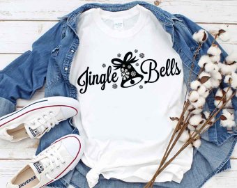 Jingle Bells SVG, Merry Christmas SVG, Winter SVG, Modern Holiday, Bell Clip Art, Cricut Files, Digital Download