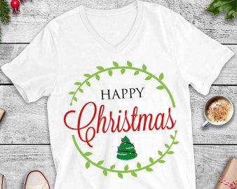 Happy Christmas SVG, Christmas Tree, Merry Christmas SVG, Winter SVG, Modern Holiday, Tree Clip Art, Cricut Files, Digital Download