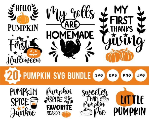 Pumpkin SVG Bundle, I'm Just Here For The Pie SVG, Happy Halloween SVG ...