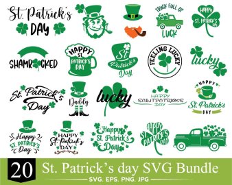 St Patrick's Day SVG Bundle, Happy St Patrick's Day SVG, Truck Full Of Luck SVG, Cricut Files, Instant Download