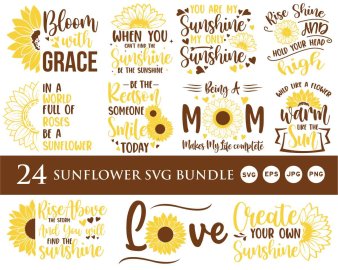 Sunflower SVG Bundle, Rise Shine And Hold Your Head SVG, Bloom With Grace SVG, What A Great Day To Be Alive SVG, Shine Like A Sunflower SVG, Cricut Files, Instant Download