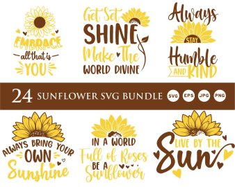 Sunflower SVG Bundle, Rise Shine And Hold Your Head SVG, Bloom With ...