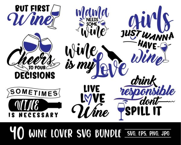 Wine Lover SVG Bundle, Wine SVG Bundle, Dinner Is Poured SVG, Working ...