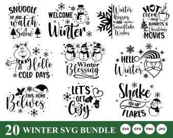 Winter SVG Bundles, Shake Your Flakes SVG, Welcome Winter SVG, Hello Cold Days SVG, Winter Time SVG, Cricut Files, Instant Download