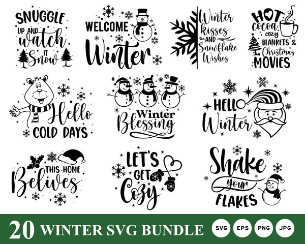 Winter SVG Bundles, Shake Your Flakes SVG, Welcome Winter SVG, Hello ...