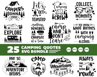 Camping SVG Bundle, Camping Vector Printable Clipart, Adventure SVG ...