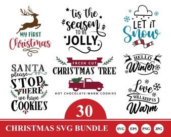 Christmas SVG Bundle, Hello Winter SVG, My First Christmas SVG, Christmas Countdown SVG, Christmas Vector Graphics Set, Decals And Stickers, Cricut Files, Instant Download