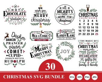 Christmas SVG Bundle, Hello Winter SVG, My First Christmas SVG, Christmas Countdown SVG, Christmas Vector Graphics Set, Decals And Stickers, Cricut Files, Instant Download