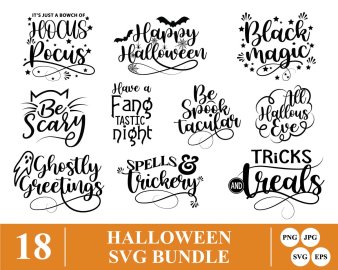 Halloween SVG Bundle, Ghostly Greetings SVG, Happy Halloween SVG, The Witch Is In SVG, Welcome Halloween SVG, Decals And Stickers, Cricut Files, Instant Download