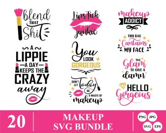 Makeup SVG Bundle, But First Makeup SVG, But First Lipstick SVG, Blend That Shit SVG, Hello Gorgeous SVG, Decals And Stickers, Cricut Files, Instant Download