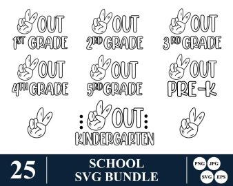 School SVG Bundle, Graduate SVG, Out Pre-k SVG, Out 1st Grade SVG, Just Graduated SVG, Decals And Stickers, Cricut Files, Instant Download