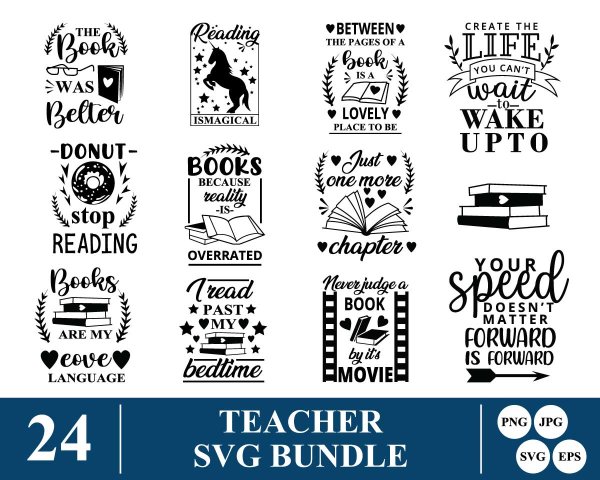 Teacher SVG Bundle, Don't Stop Reading SVG, Reading Is A Lit SVG ...