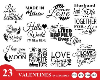 Valentine SVG Bundle, Made In Merica SVG, I Love You To The Moon SVG, Grow Old With Me SVG, Decals And Stickers, Cricut Files, Instant Download