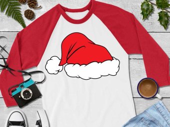 Santa hat SVG, Santa SVG, Merry Christmas SVG, Holiday SVG, SVG files for cricut, Christmas Shirt SVG, T-shirt Decal, winter SVG