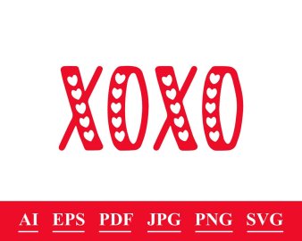 Xoxo Hearts svg, Xoxo Hearts vector, Xoxo Hearts Cricut file, Xoxo Hearts valentine svg, Valentines day svg, Xoxo valentine Cricut Files