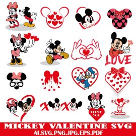 Mickey valentine svg bundle, Valentine day svg bundle, Cricut Files, Decals And Stickers, Instant Download