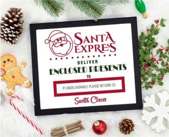 Santa express deliver enclosed presents to if undeliverable please return to santa claus SVG, Christmas SVG, SVG Files, Cricut file, Silhouette Studio files